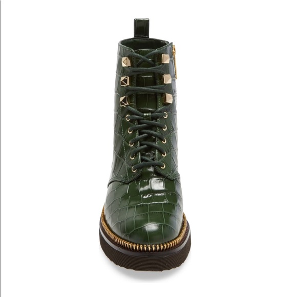 Michael Kors Croc Embossed Leather Combat Boot - Picture 8 of 16